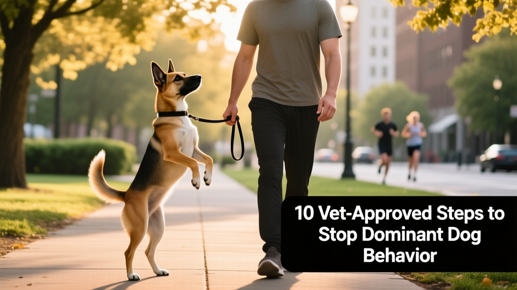 Young adult dog confidently standing beside owner during a walk
