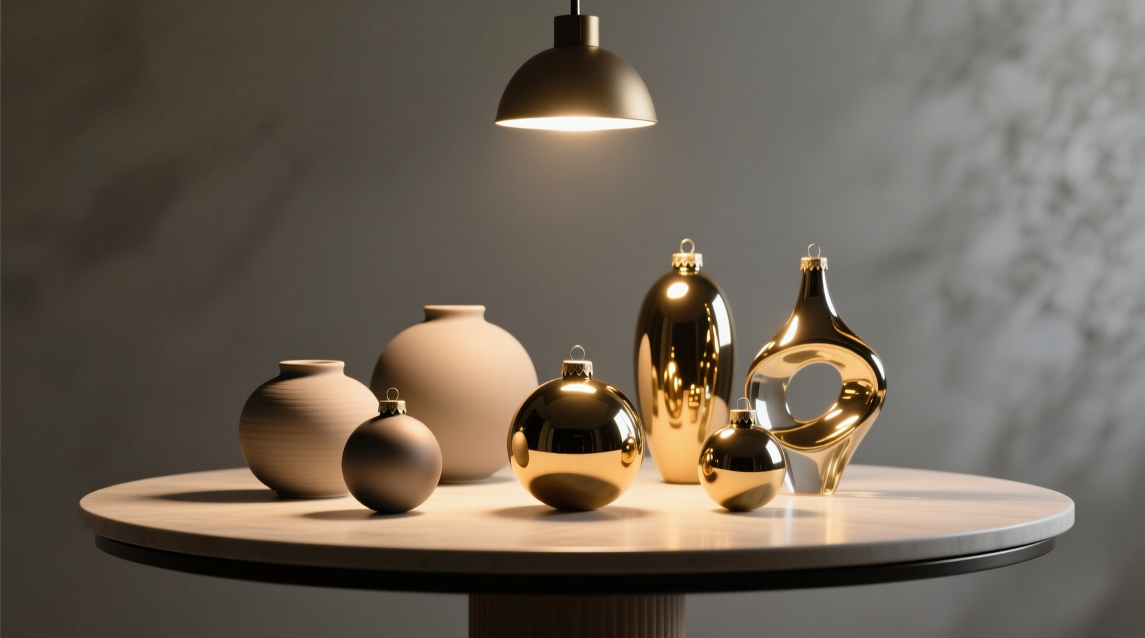 how to mix matte and glossy ornaments with coordinated lighting