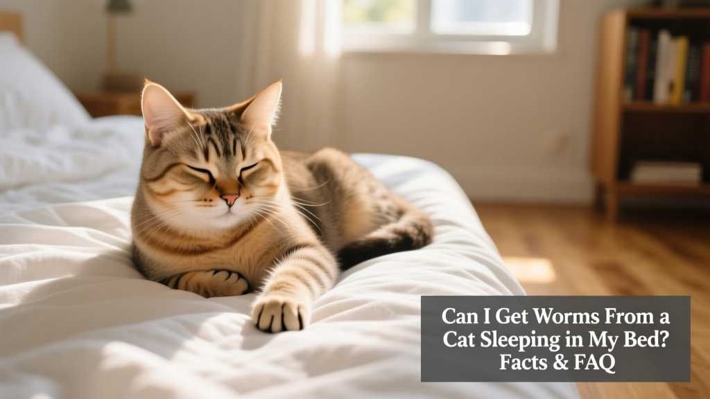 Close-up of a healthy indoor cat resting peacefully on clean, folded bedding