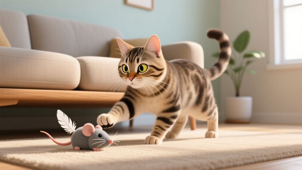 Cat Paw Pushing the Toy Under the Sofa: Retrieval