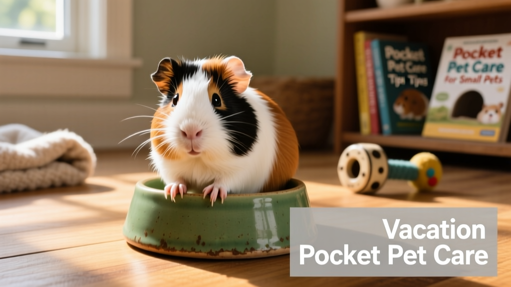 a tri-colored guinea pig with its front paws perched on the edge of a green food bowl