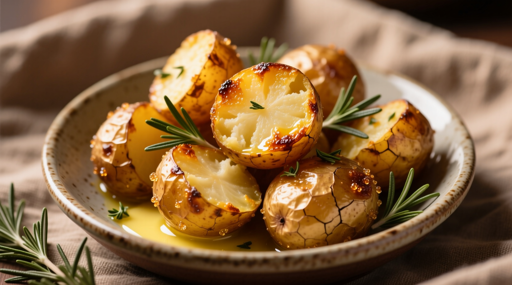 Perfectly roasted golden potatoes with crispy edges