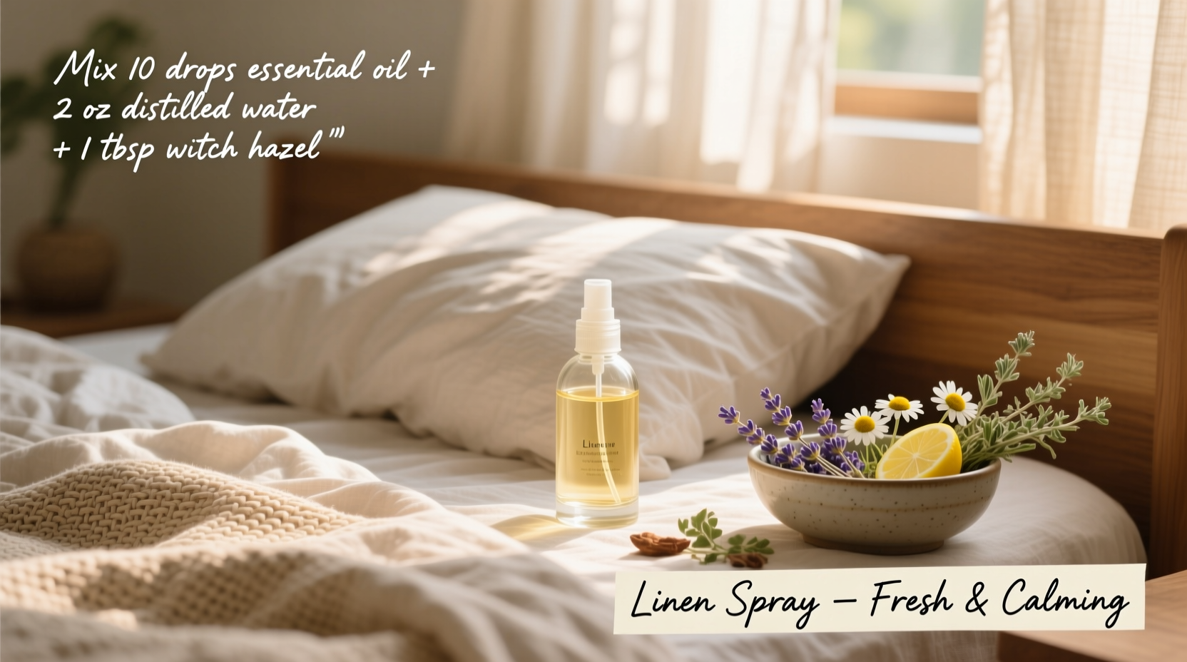 how to make your own linen spray for fresh smelling bedding