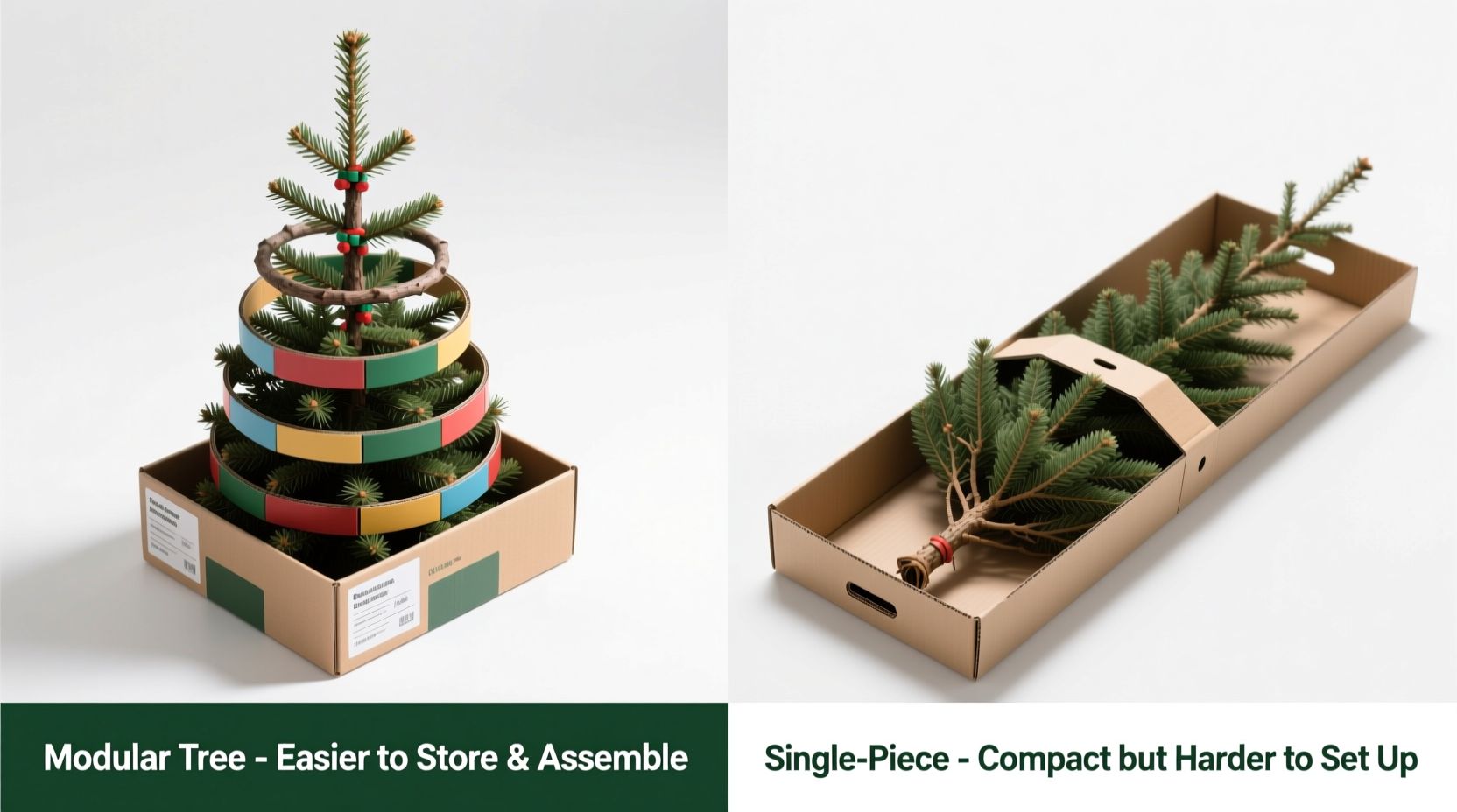 modular christmas trees vs single piece which is easier to store and assemble