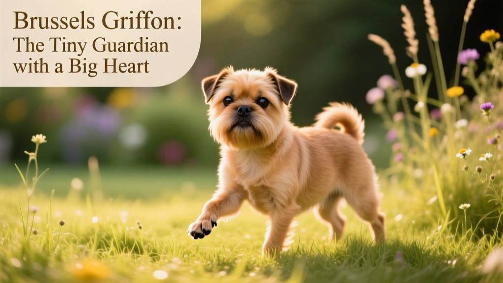 tan brussels griffon standing in the grass
