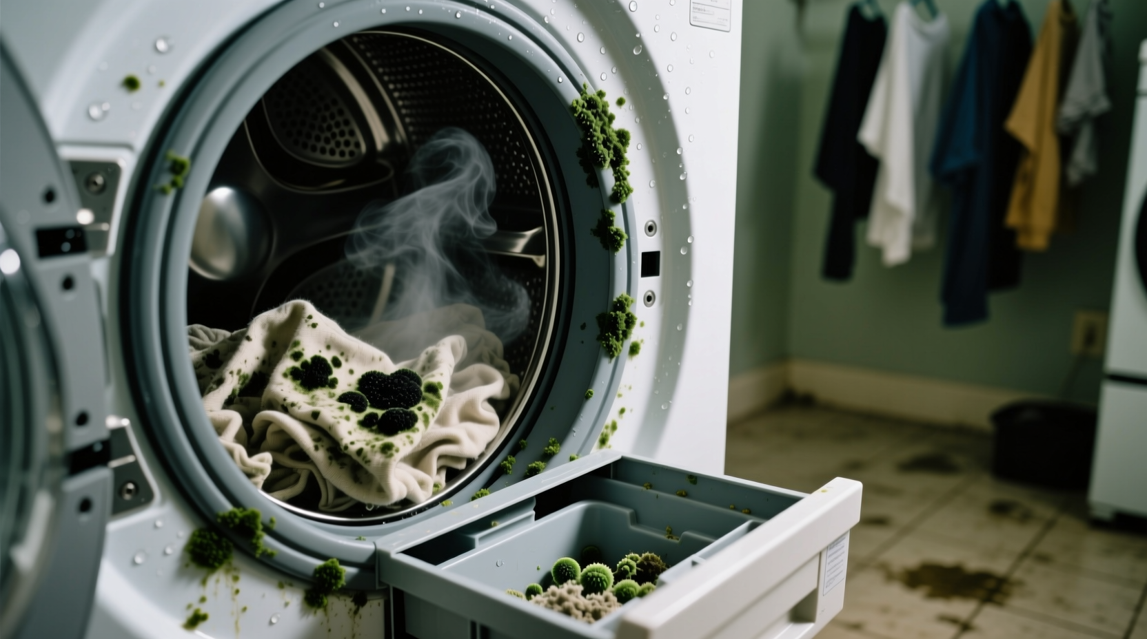 why does my washing machine smell like mildew despite cleaning
