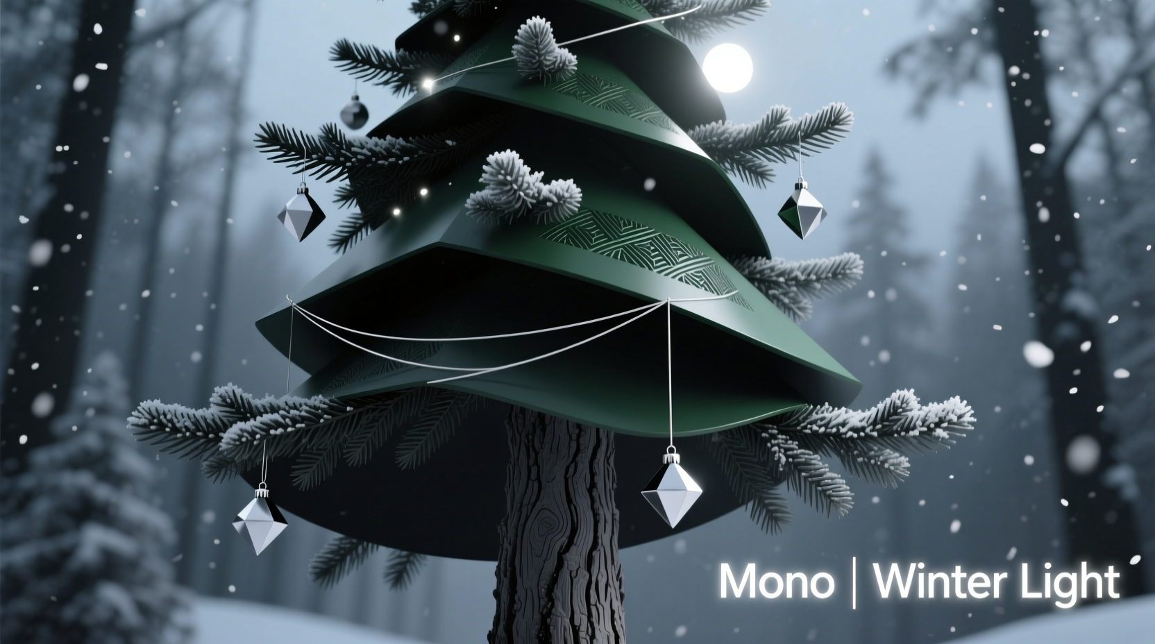 how to design a monochromatic christmas tree with varying textures and shine