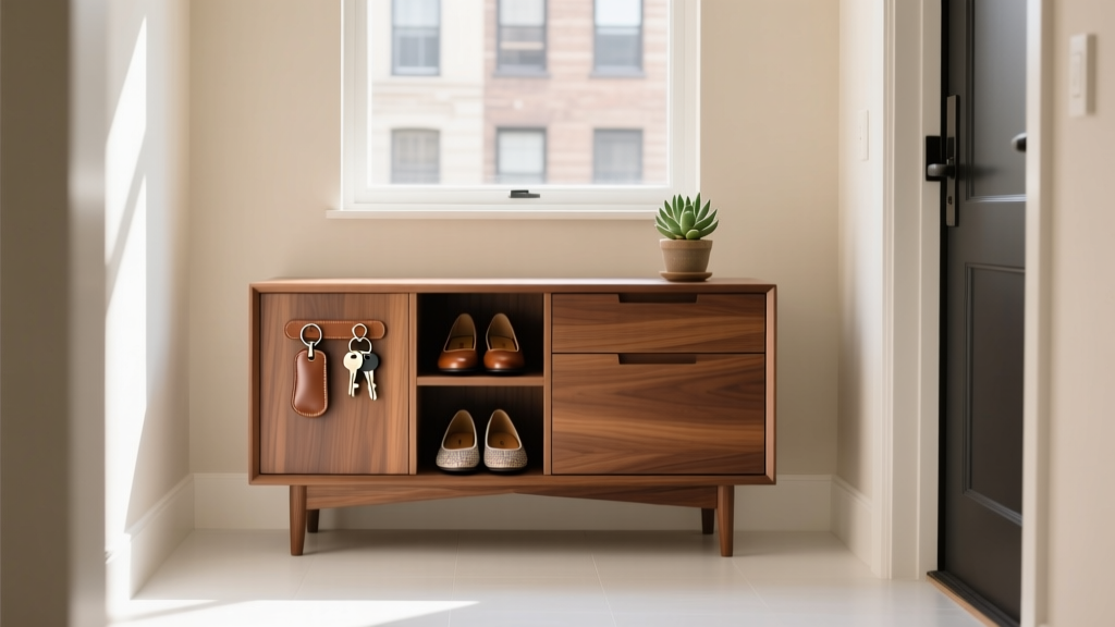Renter-Friendly Entryway Credenza for Shoes & Keys