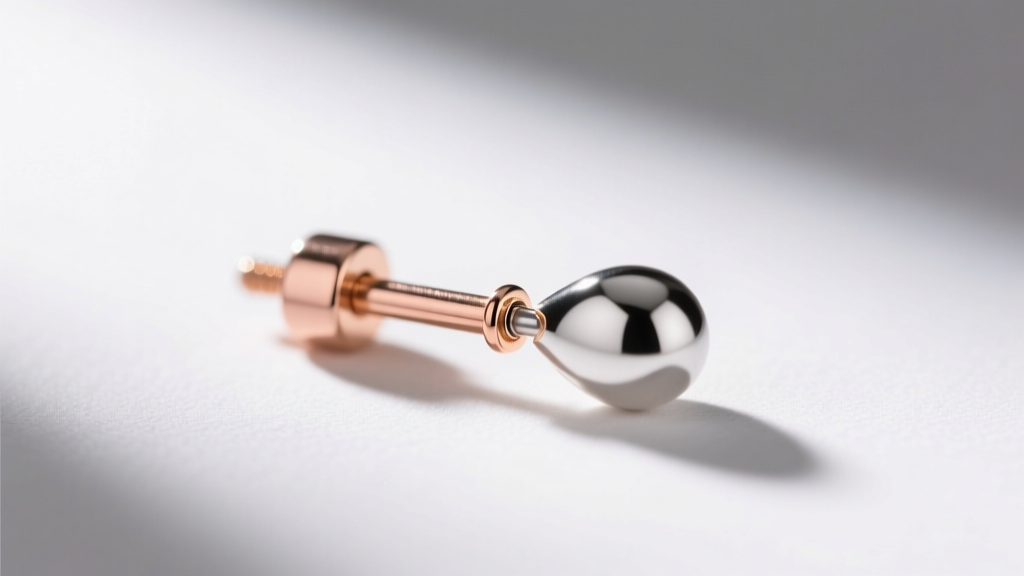 Studio macro view showing the seamless solder joint between a 14k rose gold 20-gauge earring post and an Argentium silver drop.