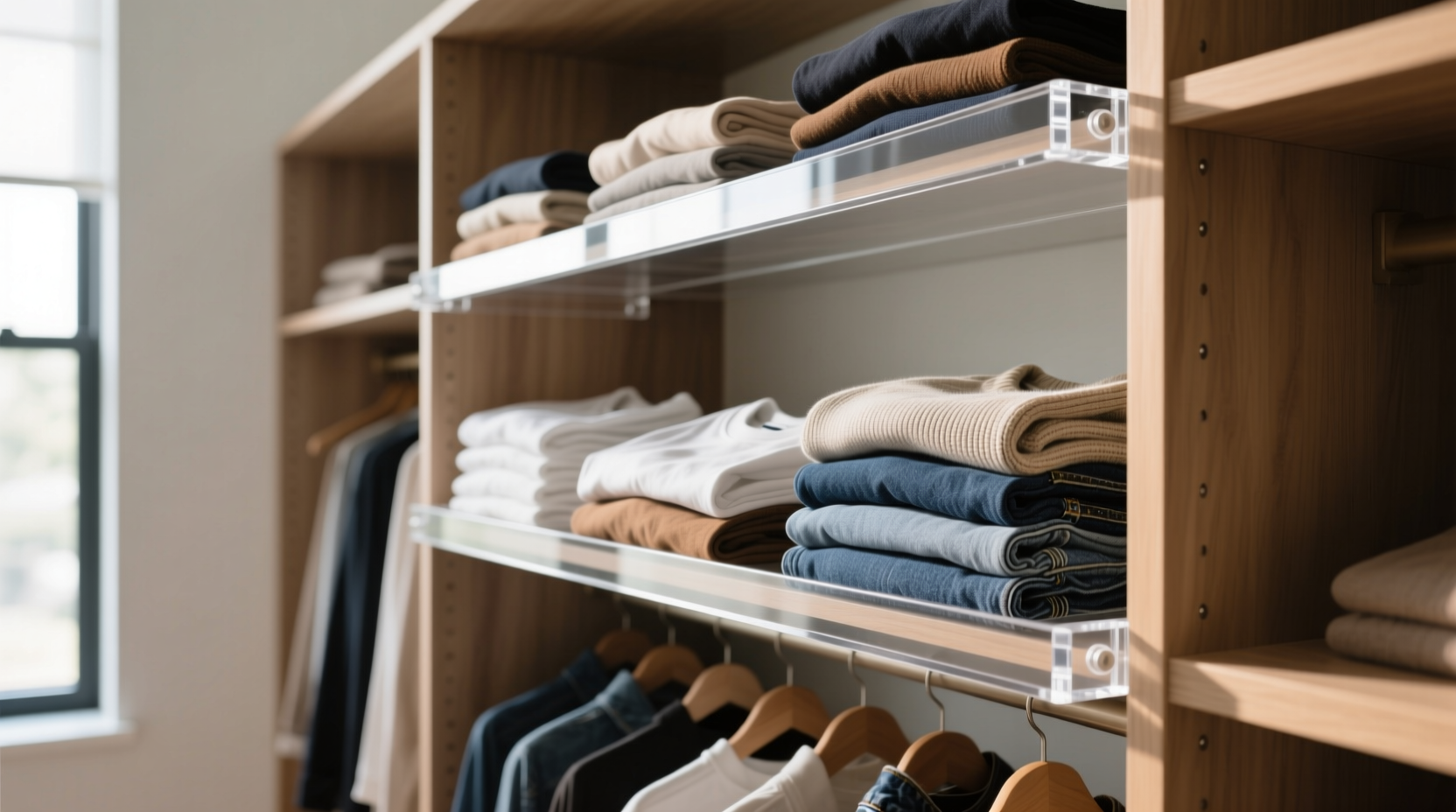 closet organization tips acrylic vs rubber shelf edging