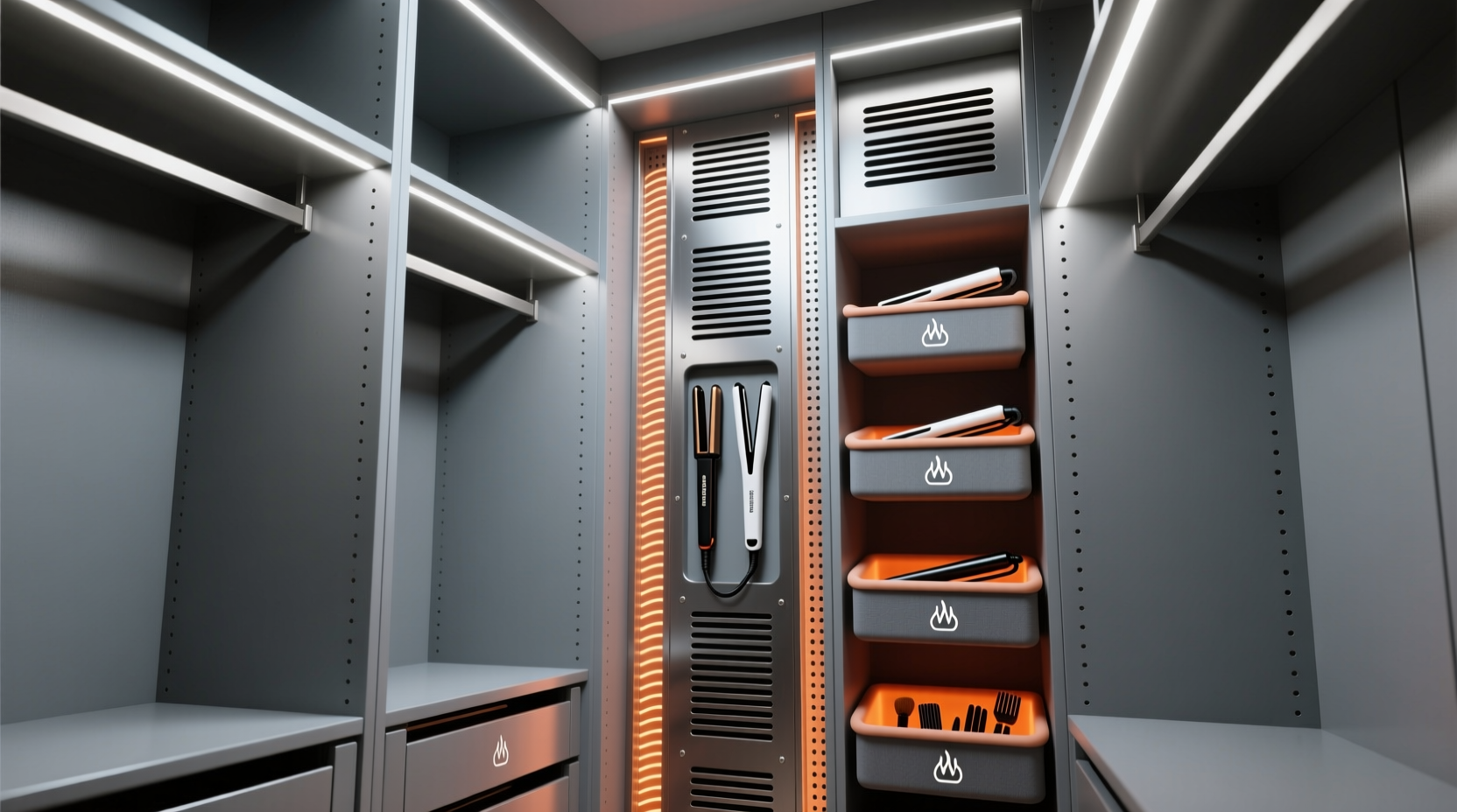 closet organization tips for heated beauty tools