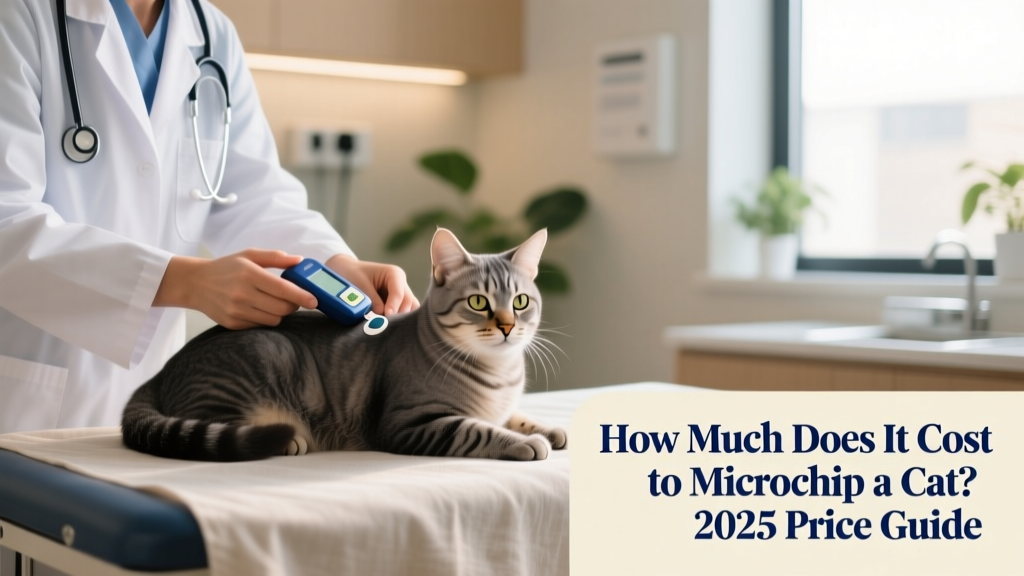 Veterinarian gently scanning a cat’s shoulder area for a microchip