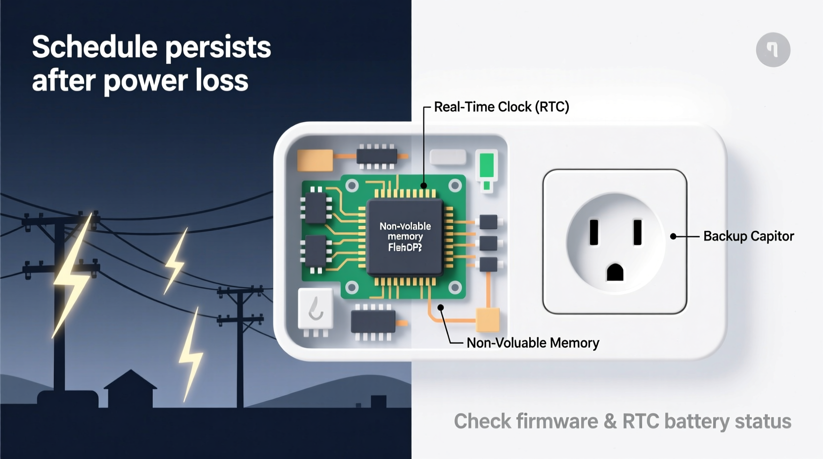 why does my smart outlet schedule reset after power outages