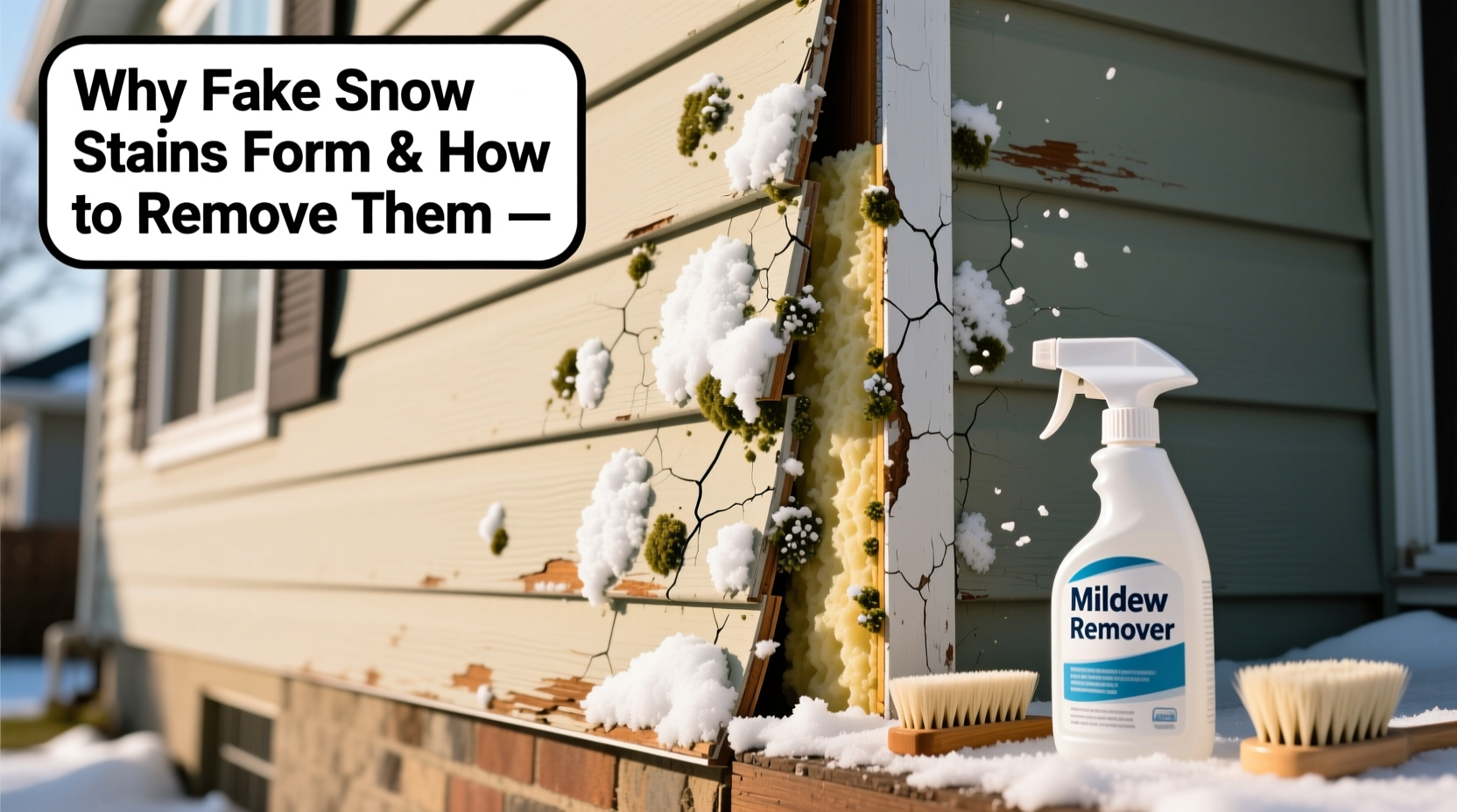 why do fake snow stains occur and how to remove them from siding