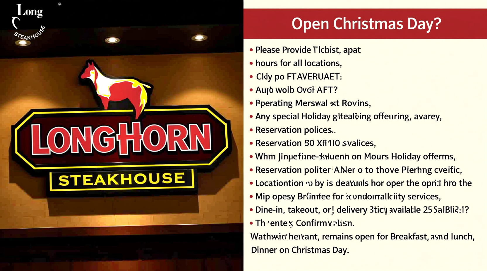 is longhorn open on christmas day