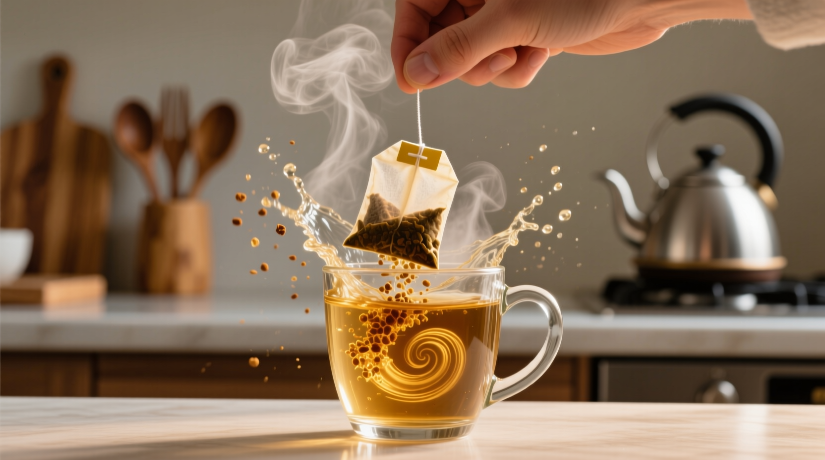 dunking your tea bag wont make it steep any faster and