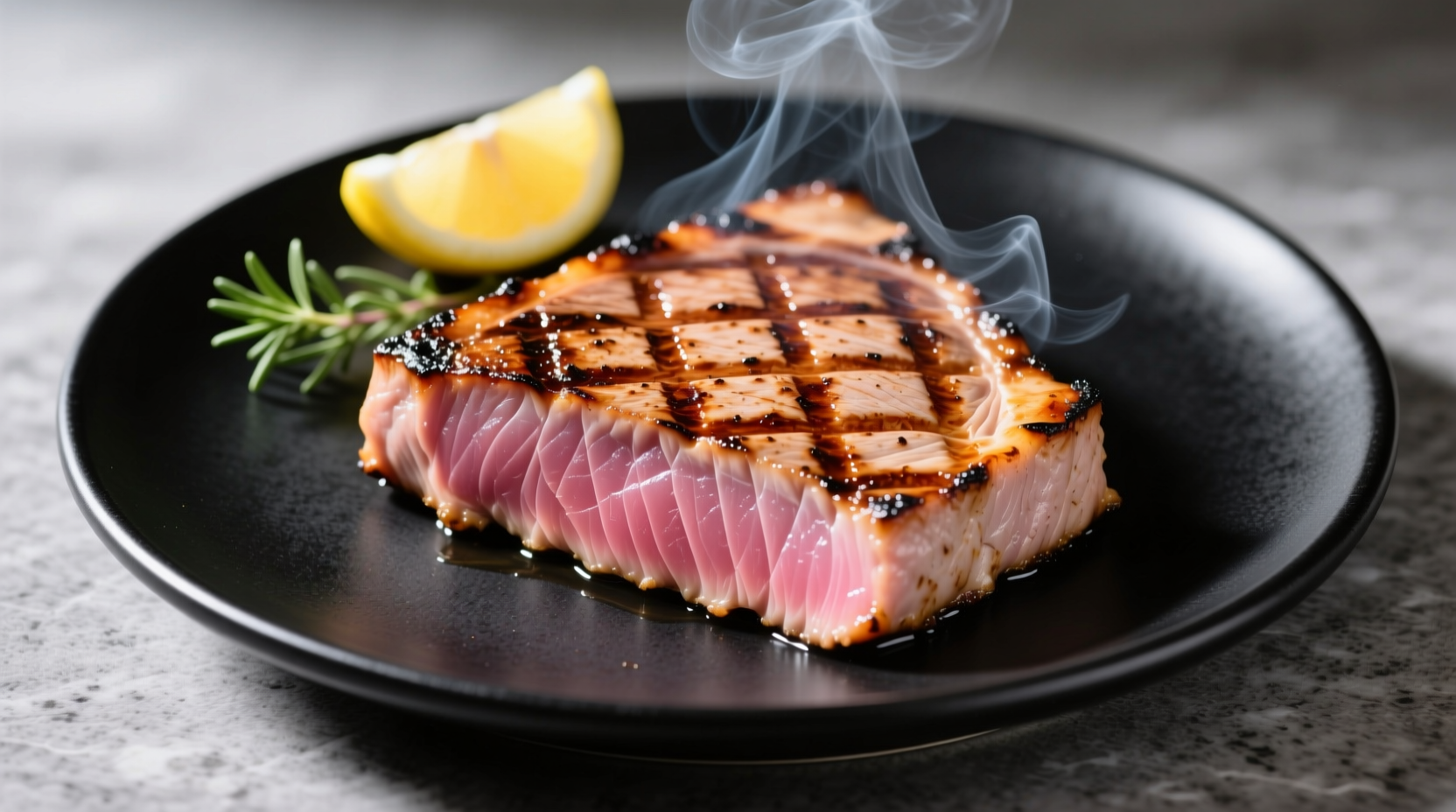 Perfectly grilled tuna steak with sear marks