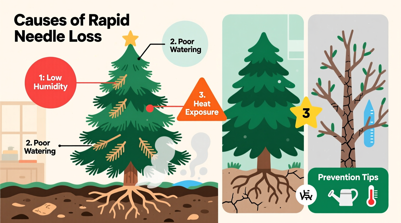 why is my christmas tree losing needles so fast causes and how to prevent it