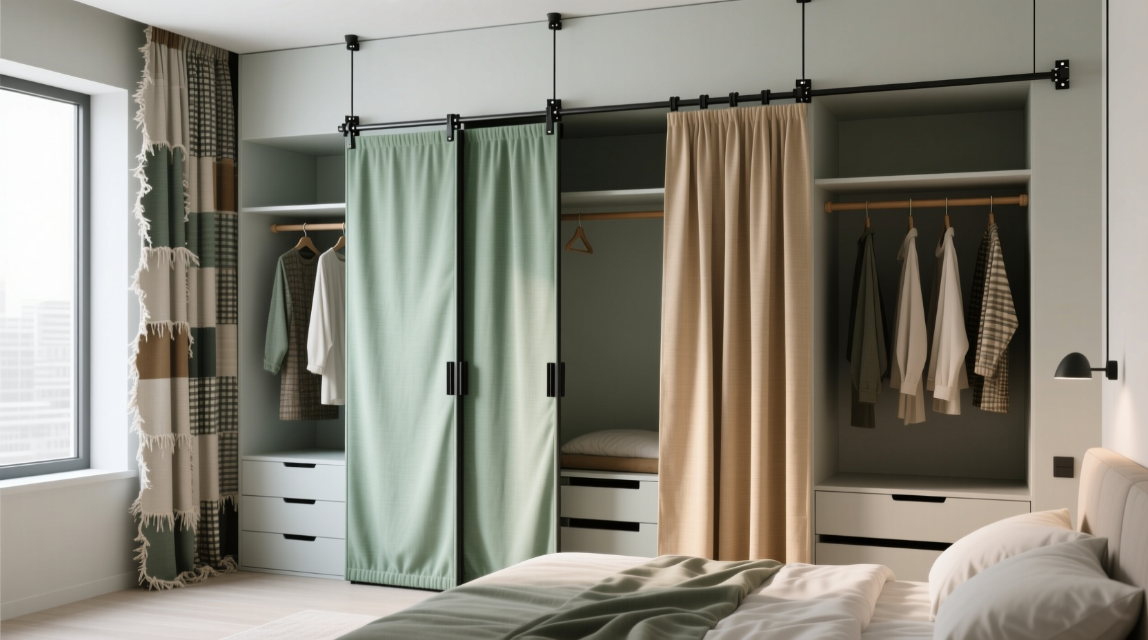 closet organization tips fabric partitions vs tension curtains