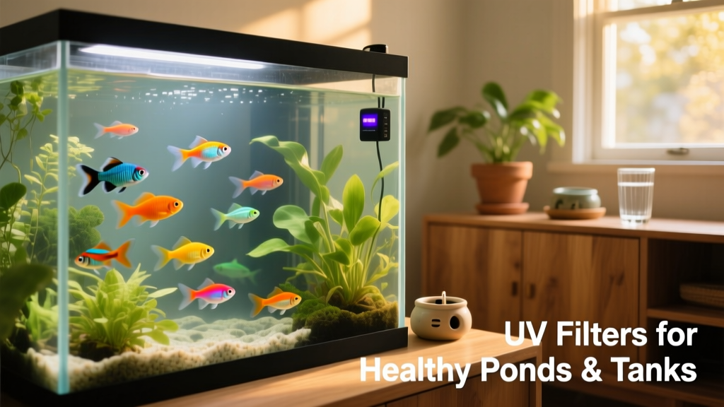 Aquarium with crystal-clear water showing healthy fish swimming near live plants