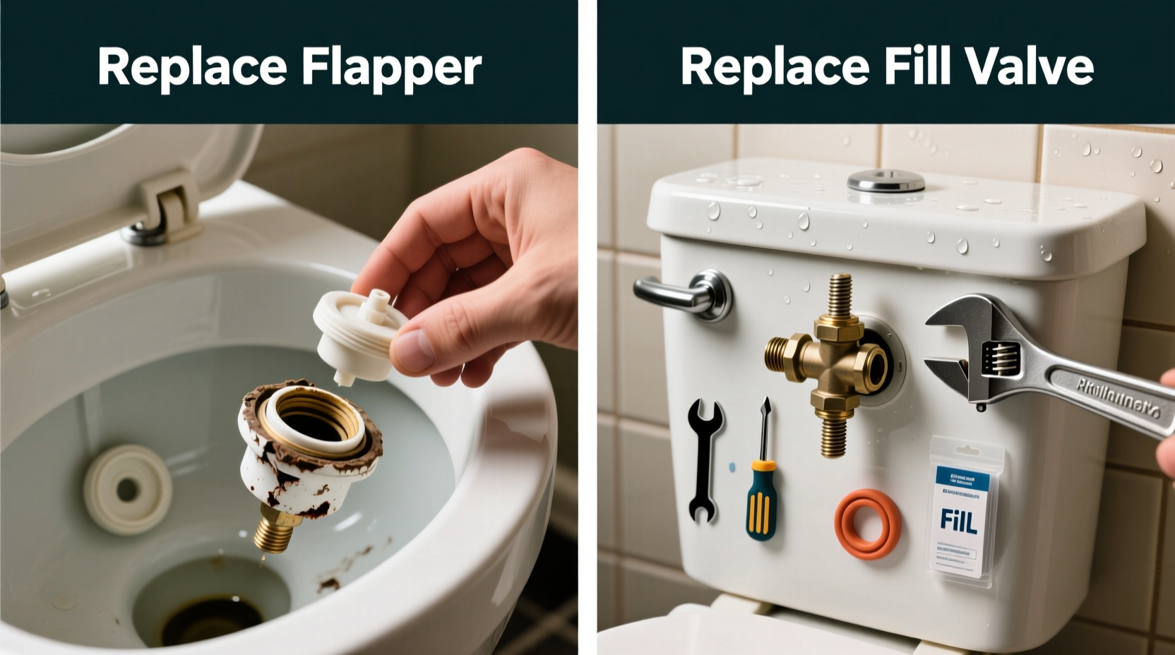 how to fix a running toilet replacing the flapper vs the fill valve