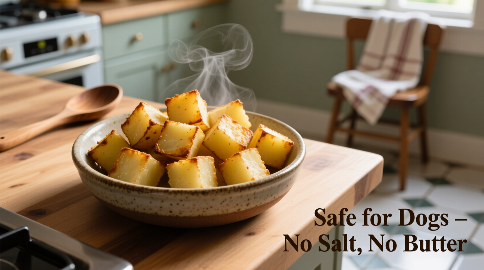 Cooked plain potato cubes for dog