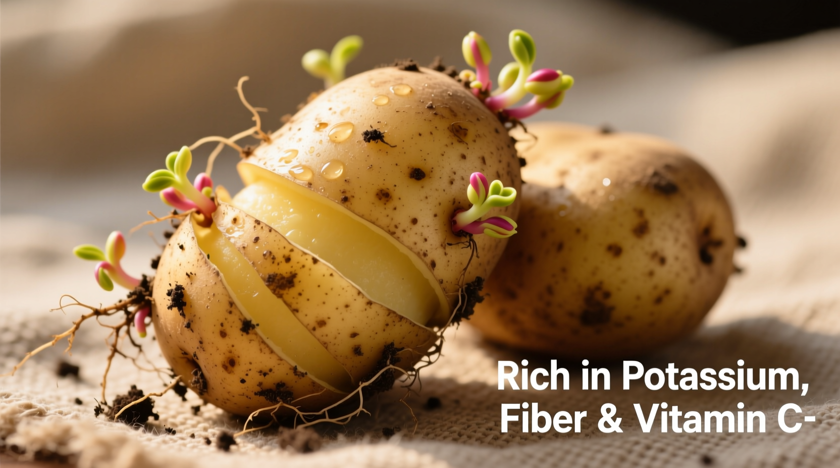Fresh potatoes with skin showing nutritional benefits