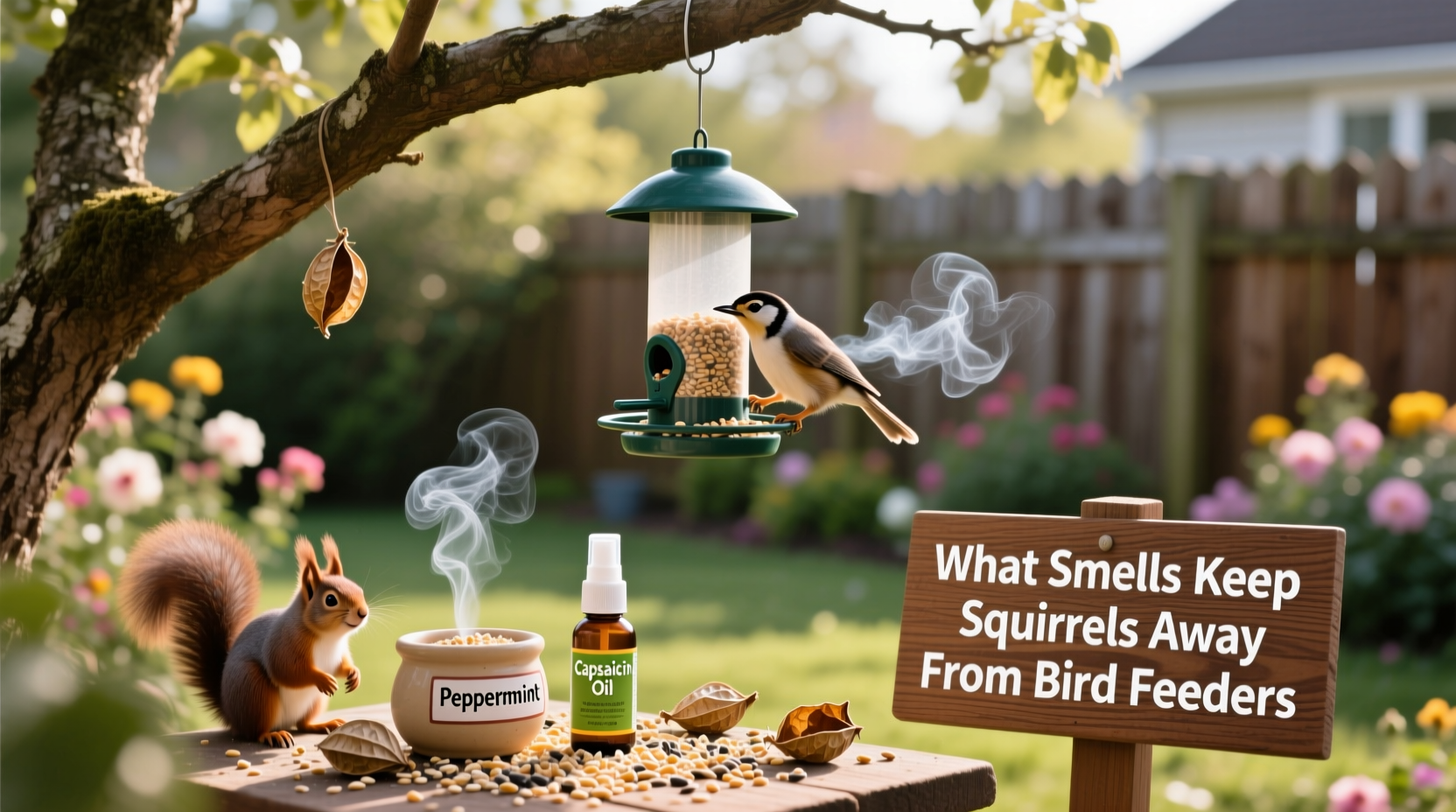 what smells keep squirrels away from bird feeders