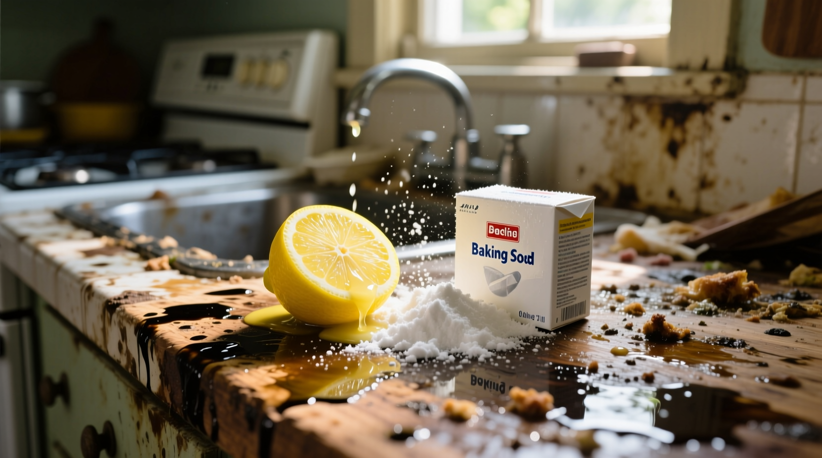 erase accumulated kitchen grime with this two ingredien