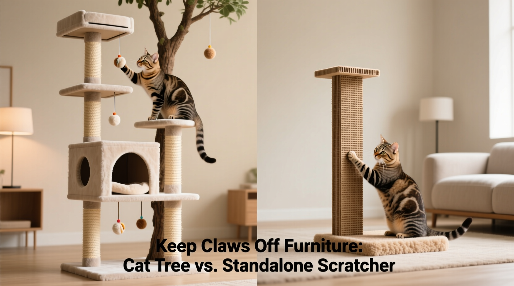 cat tree with scratching posts vs standalone scratchers which keeps claws off furniture