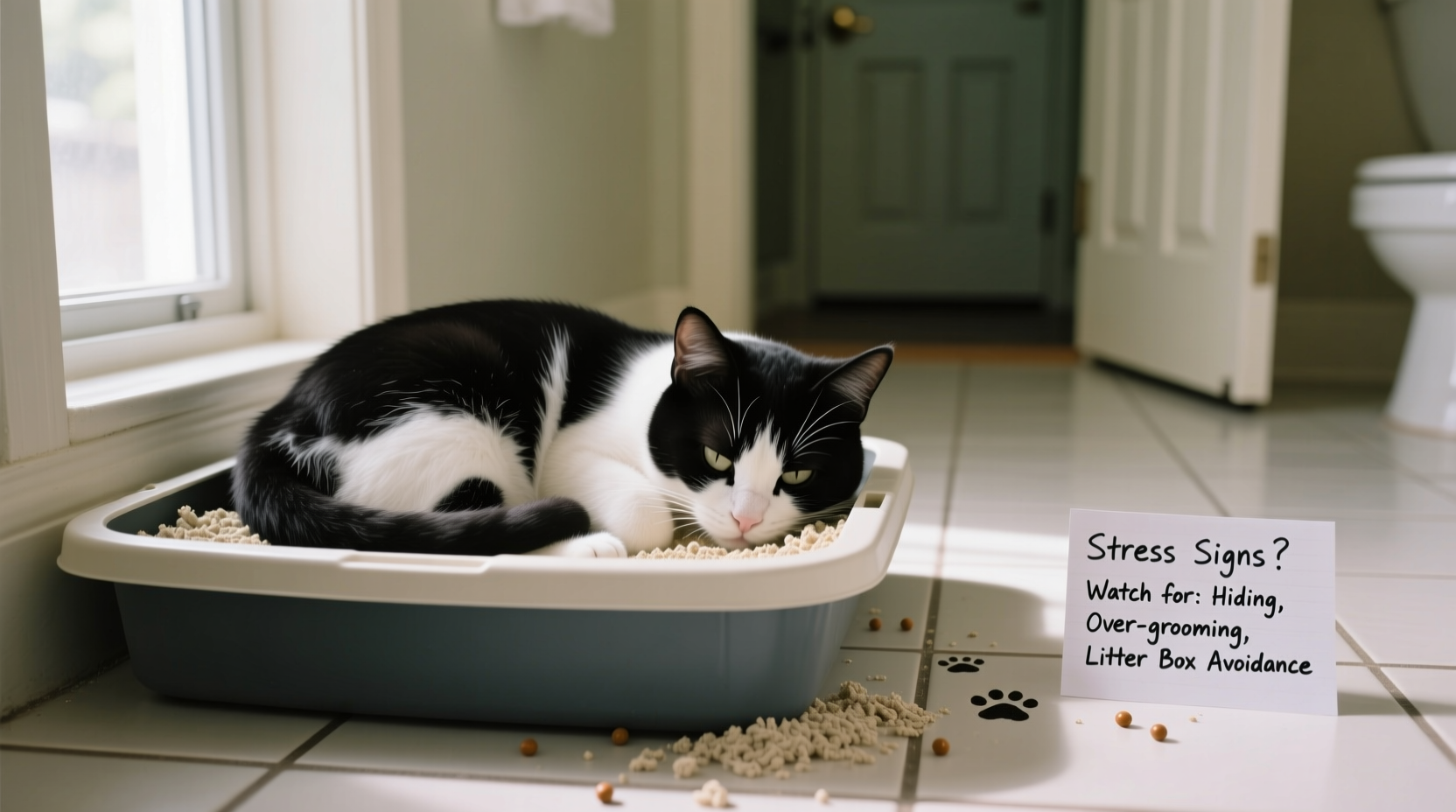 why does my cat sleep in the litter box possible stress signs to watch