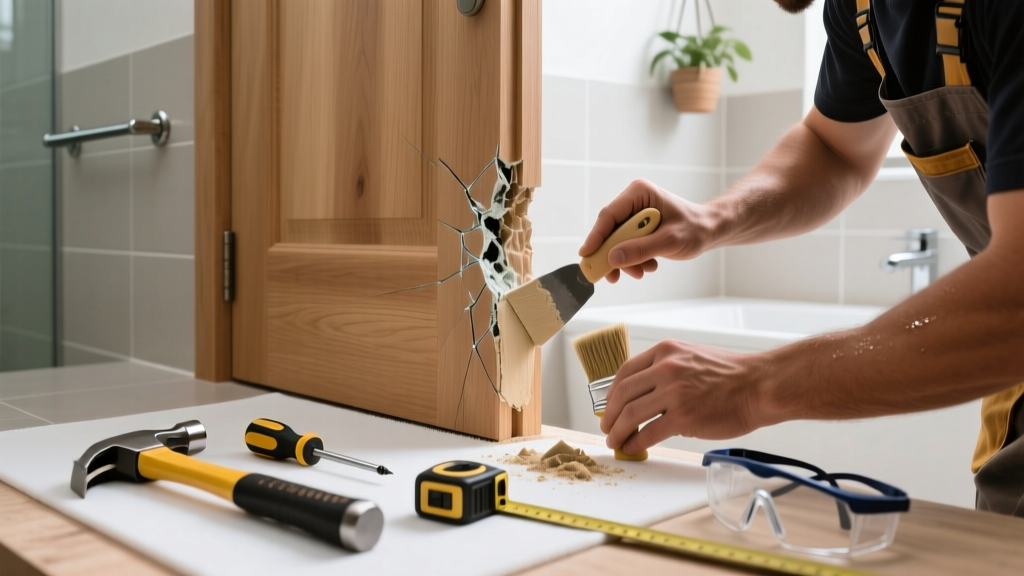Fixing a Cracked Door Frame in the Bathroom