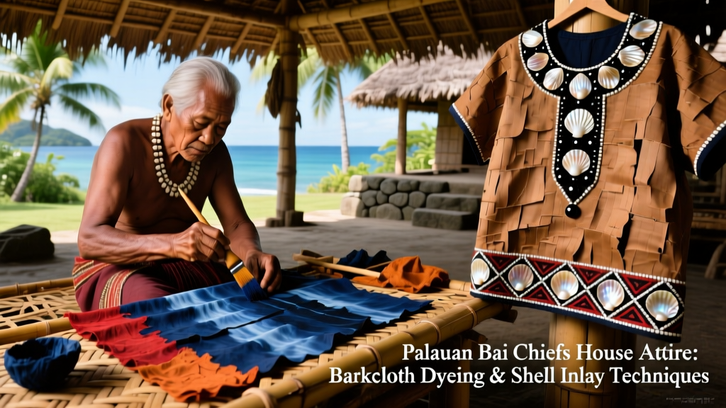 Palauan Bai Chiefs House Attire Barkcloth Dyeing And Shell Inlay Techniques