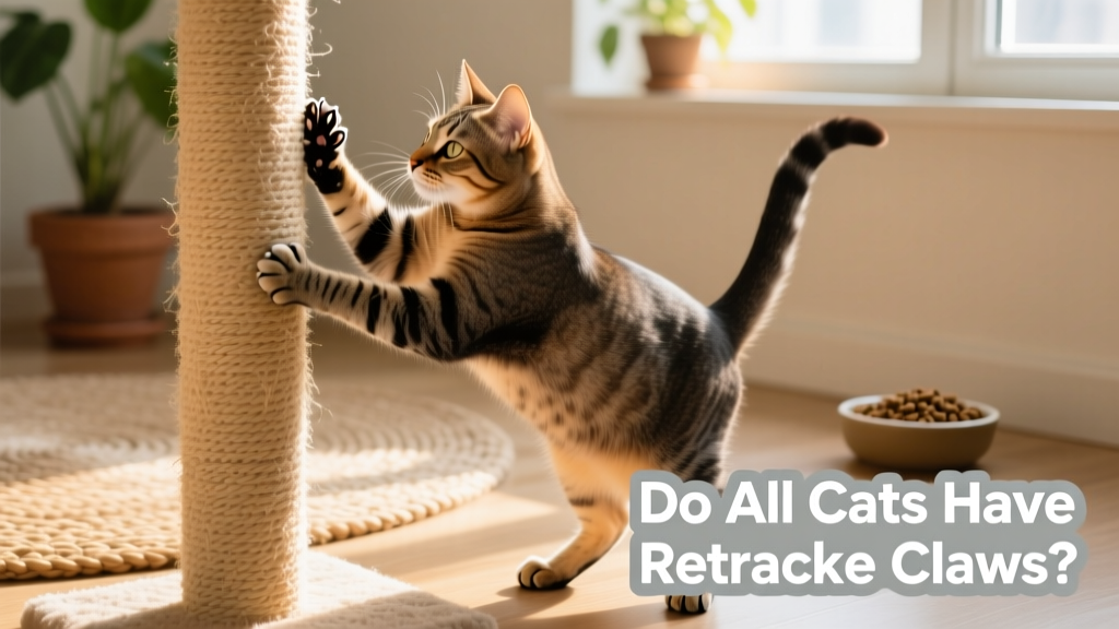 Cat using a vertical sisal scratching post, claws extended mid-scratch