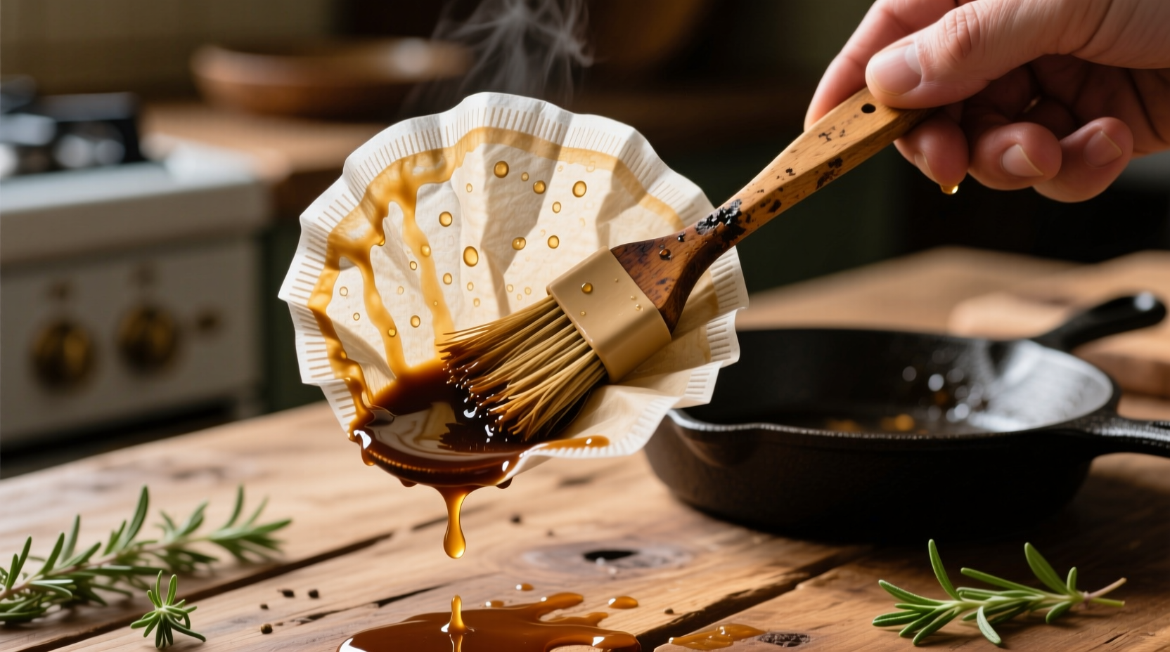 use a coffee filter as a makeshift basting brush