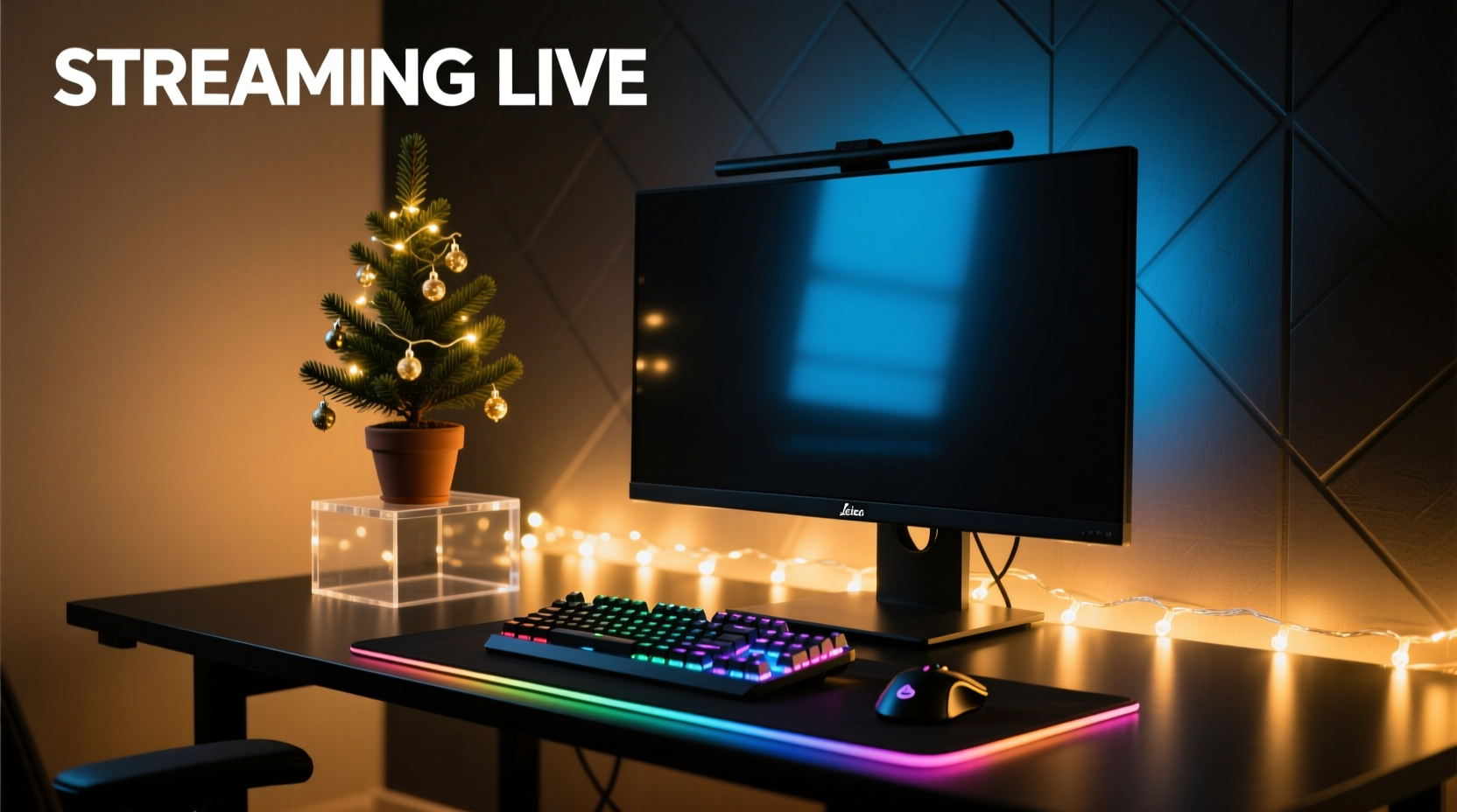 how to use christmas lights to backlight a gaming setup for stream aesthetics