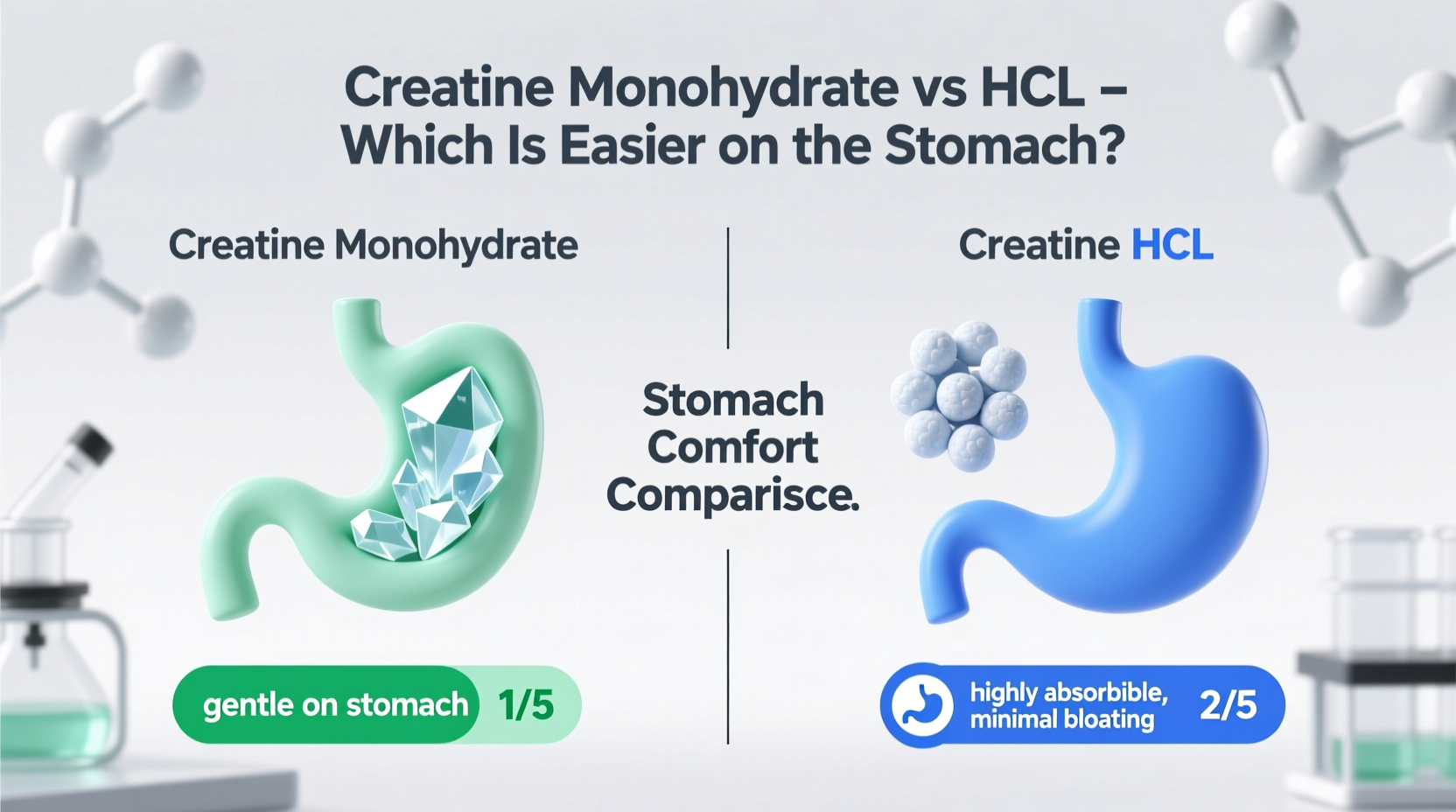 creatine monohydrate vs hcl which supplement is easier on the stomach