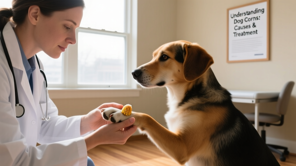 Veterinarian gently examining a dog's paw during an office visit