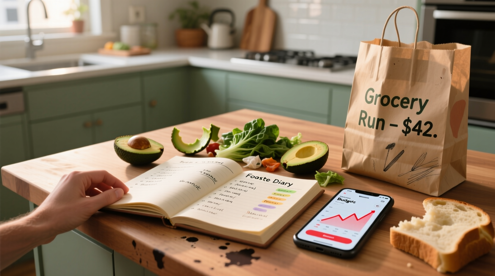 reduce your grocery budget with a food waste diary