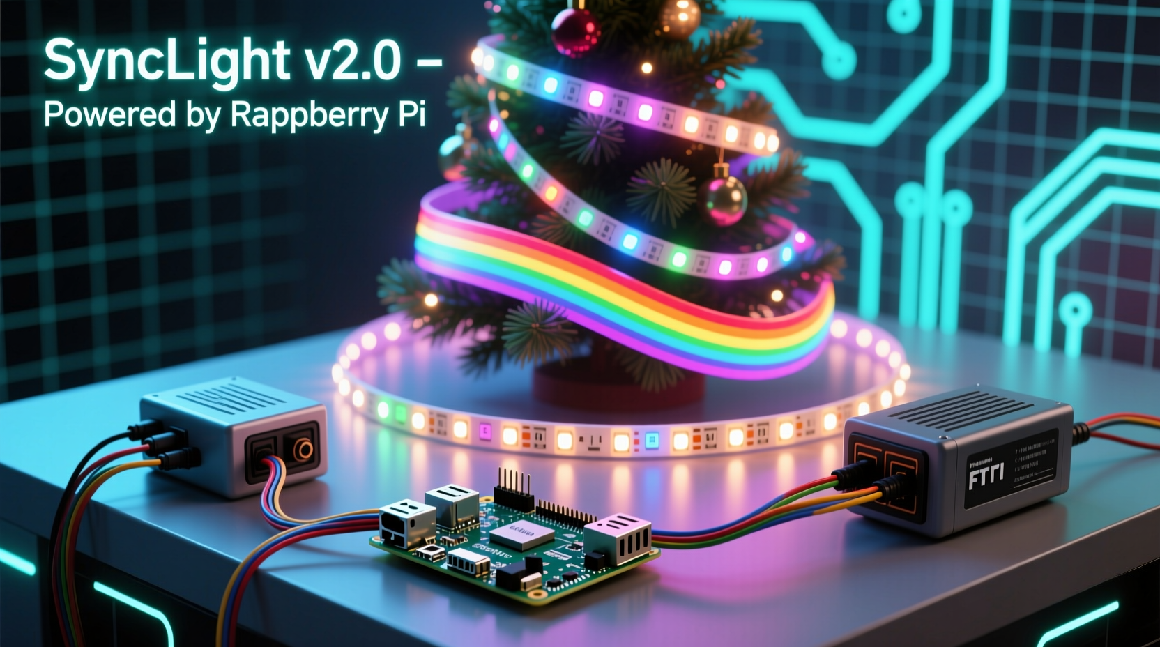 how to create a synchronized light show using raspberry pi and christmas leds