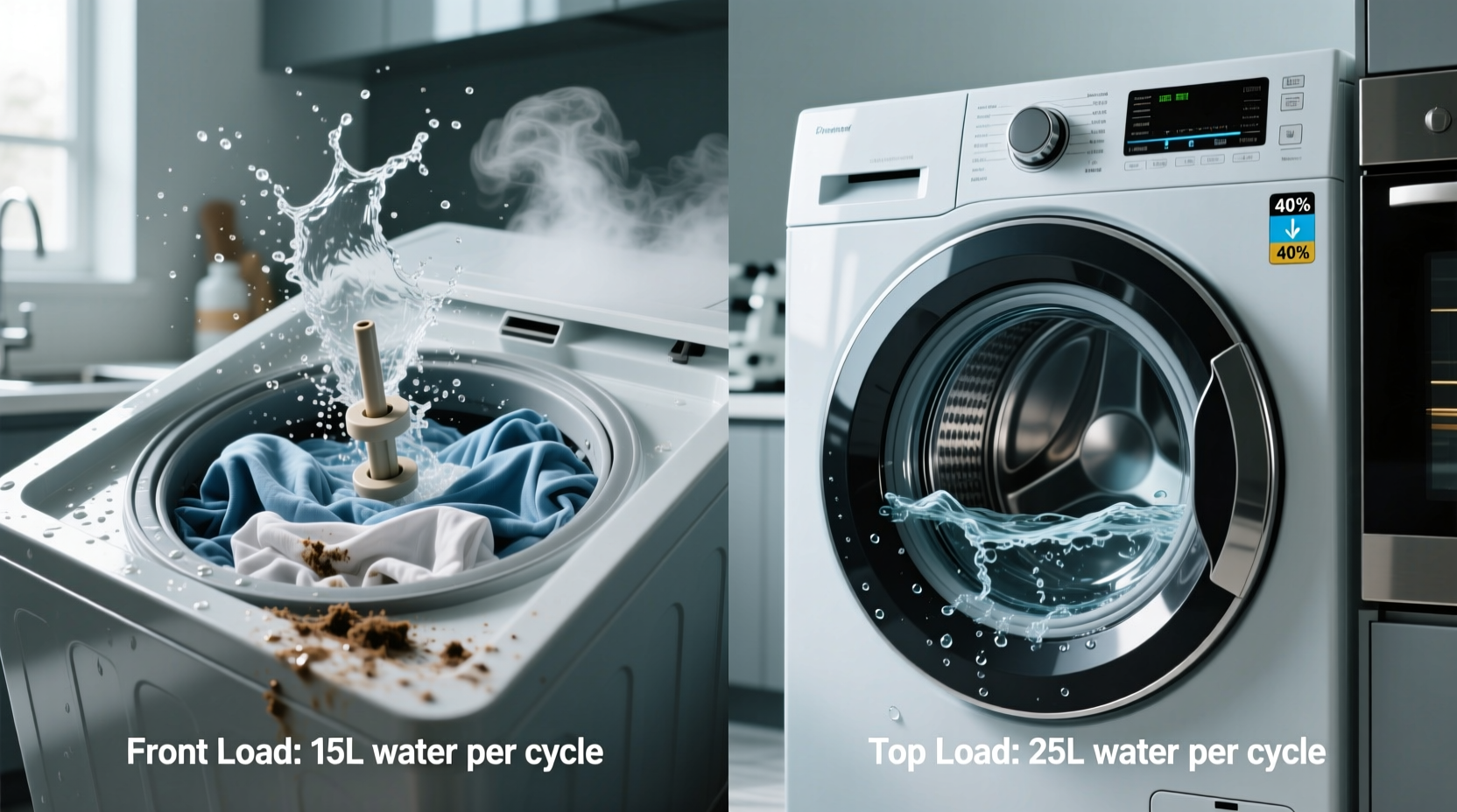 top load vs front load washer which actually cleans clothes better with less water