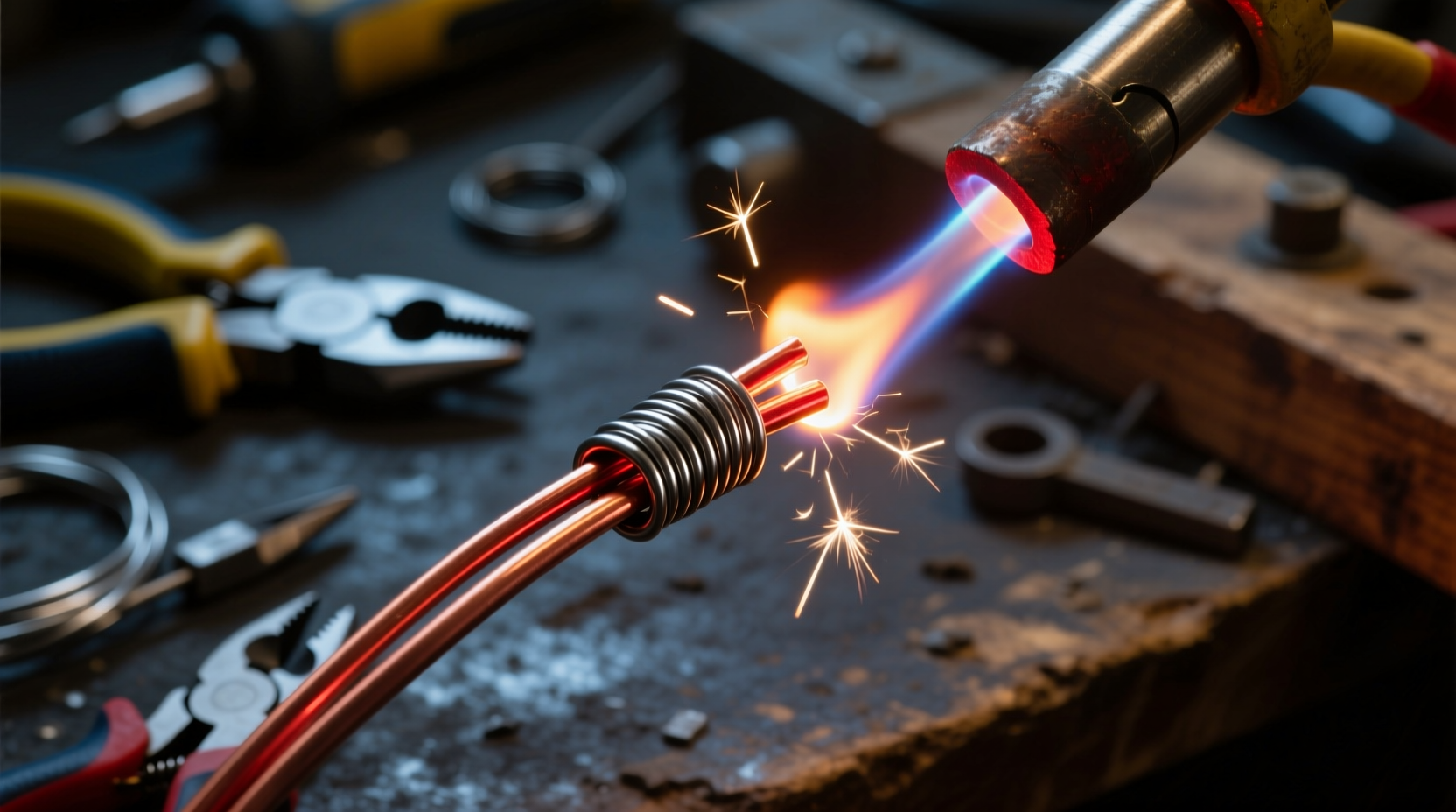 solder without a soldering iron using steel wire and fi