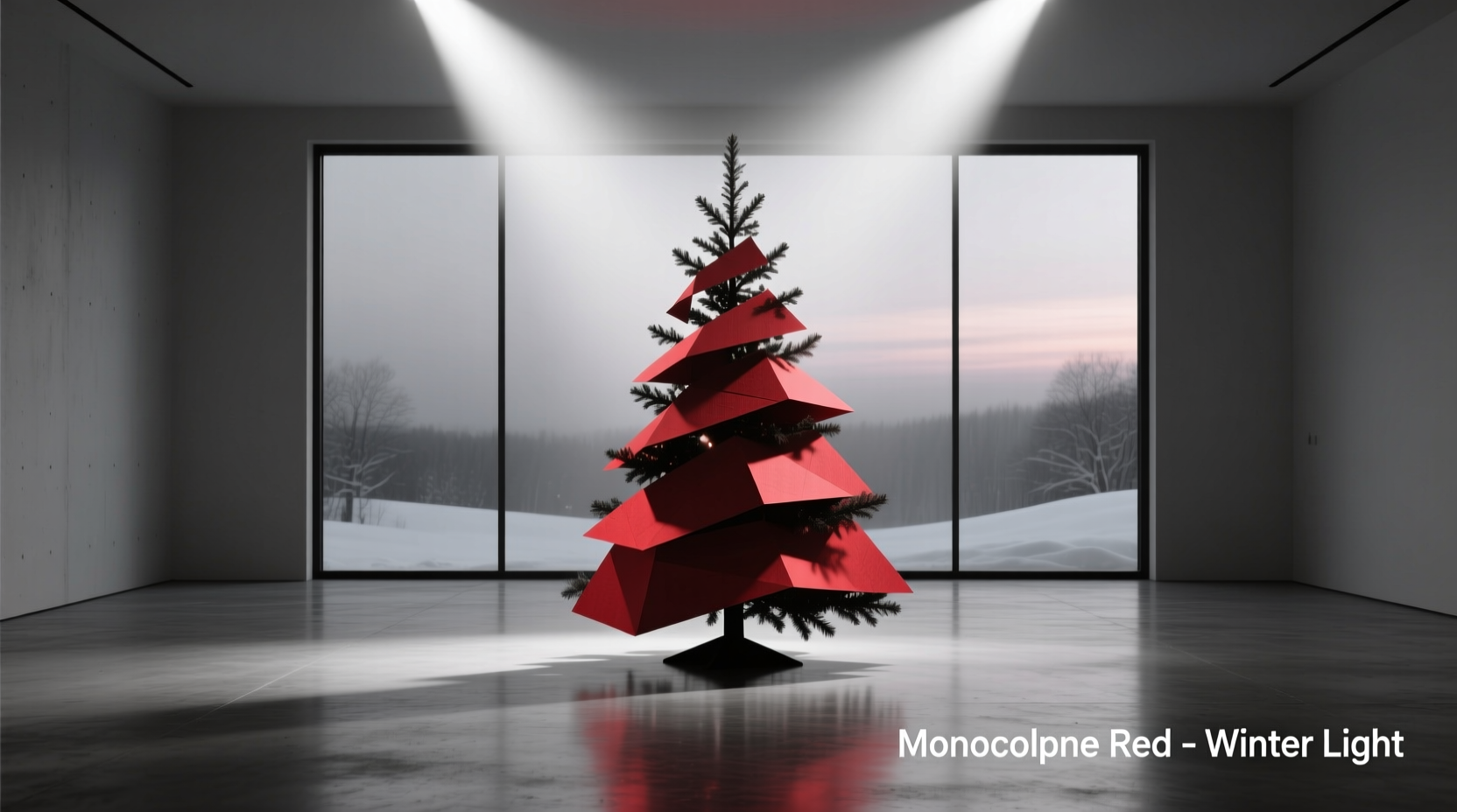 how to style a monochrome red christmas tree with varying light intensities