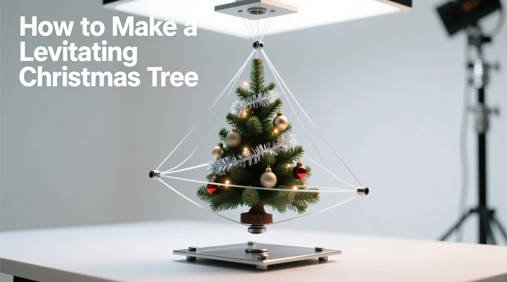 how to make a levitating christmas tree illusion using clear wire and magnets