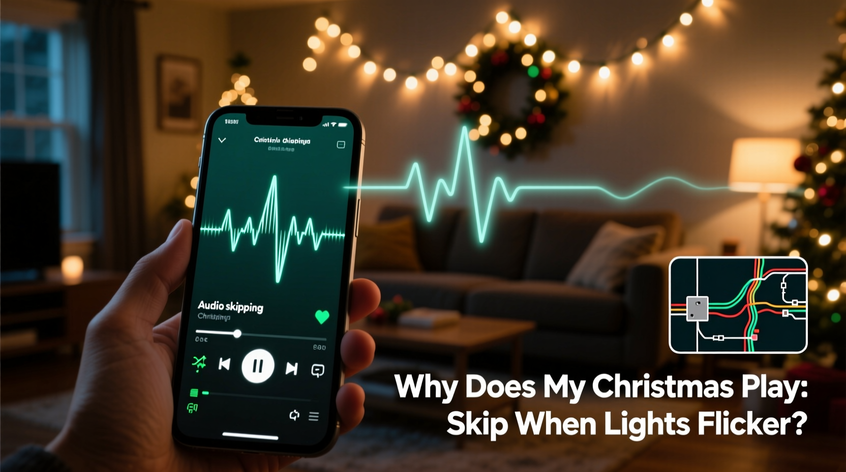 why does my christmas playlist skip when lights flicker audio interference fixes