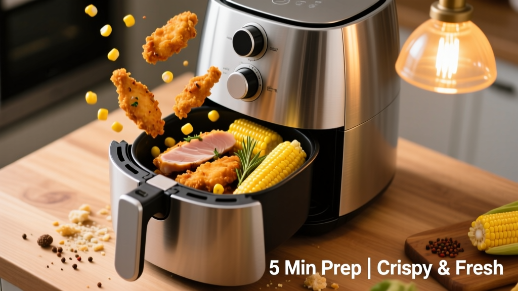 Crispy Chicken Tenders & Corn in Air Fryer (5-Min Prep!)
