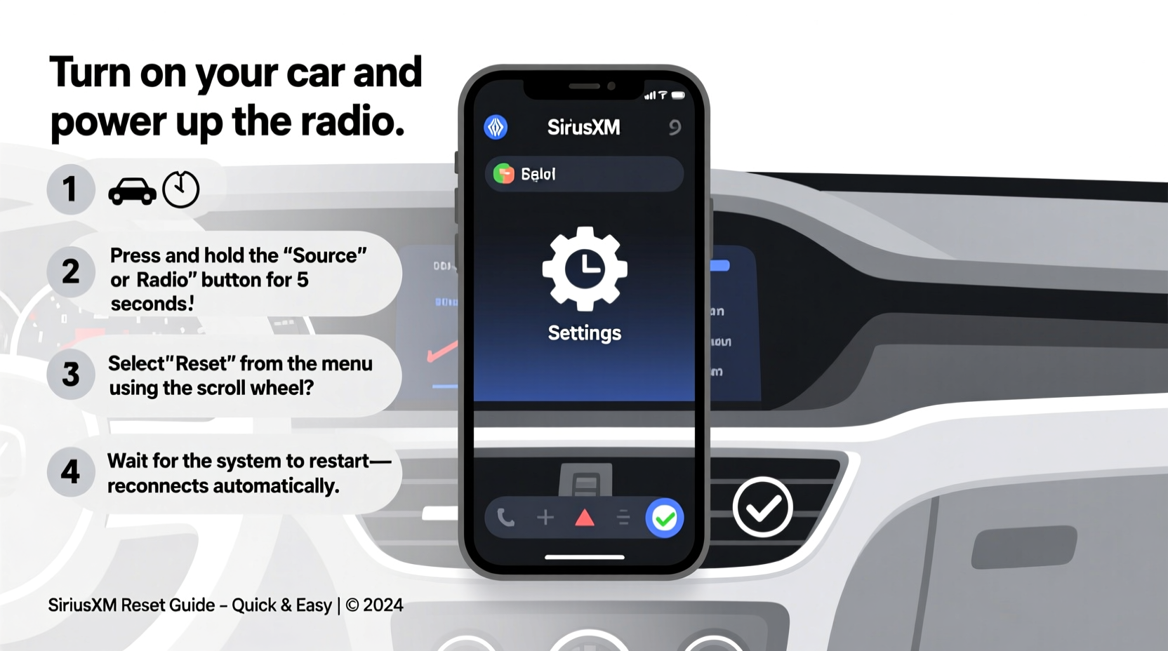 how to reset sirius radio in car