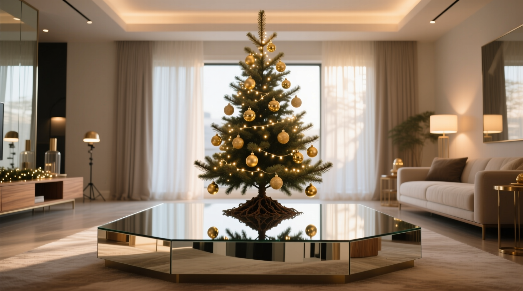 how to create a mirrored base for your christmas tree to enhance light reflection