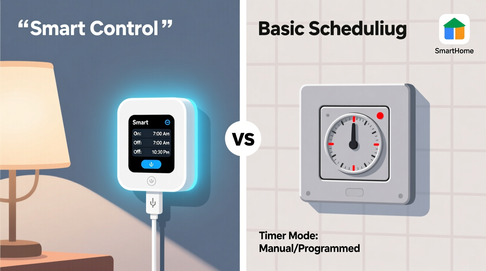 smart socket vs built in timer which gives better control over light schedules