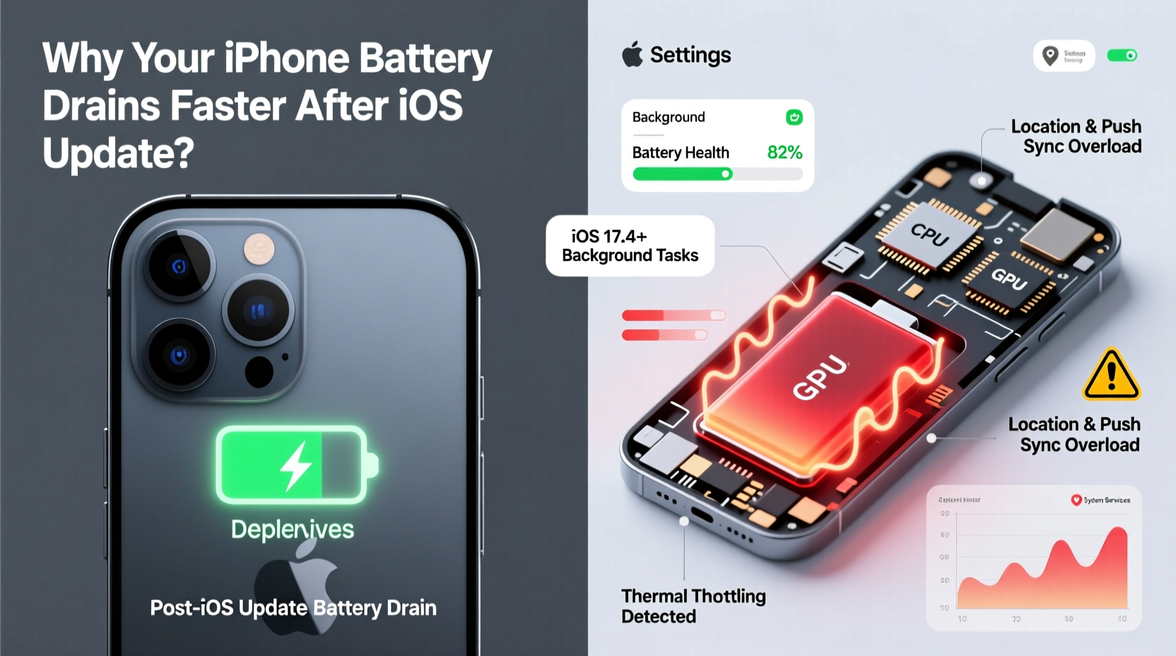 why does my iphone battery drain so fast after the ios update fixes